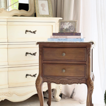 Antonietta Antique Brown French Provincial Bedside Table 7
