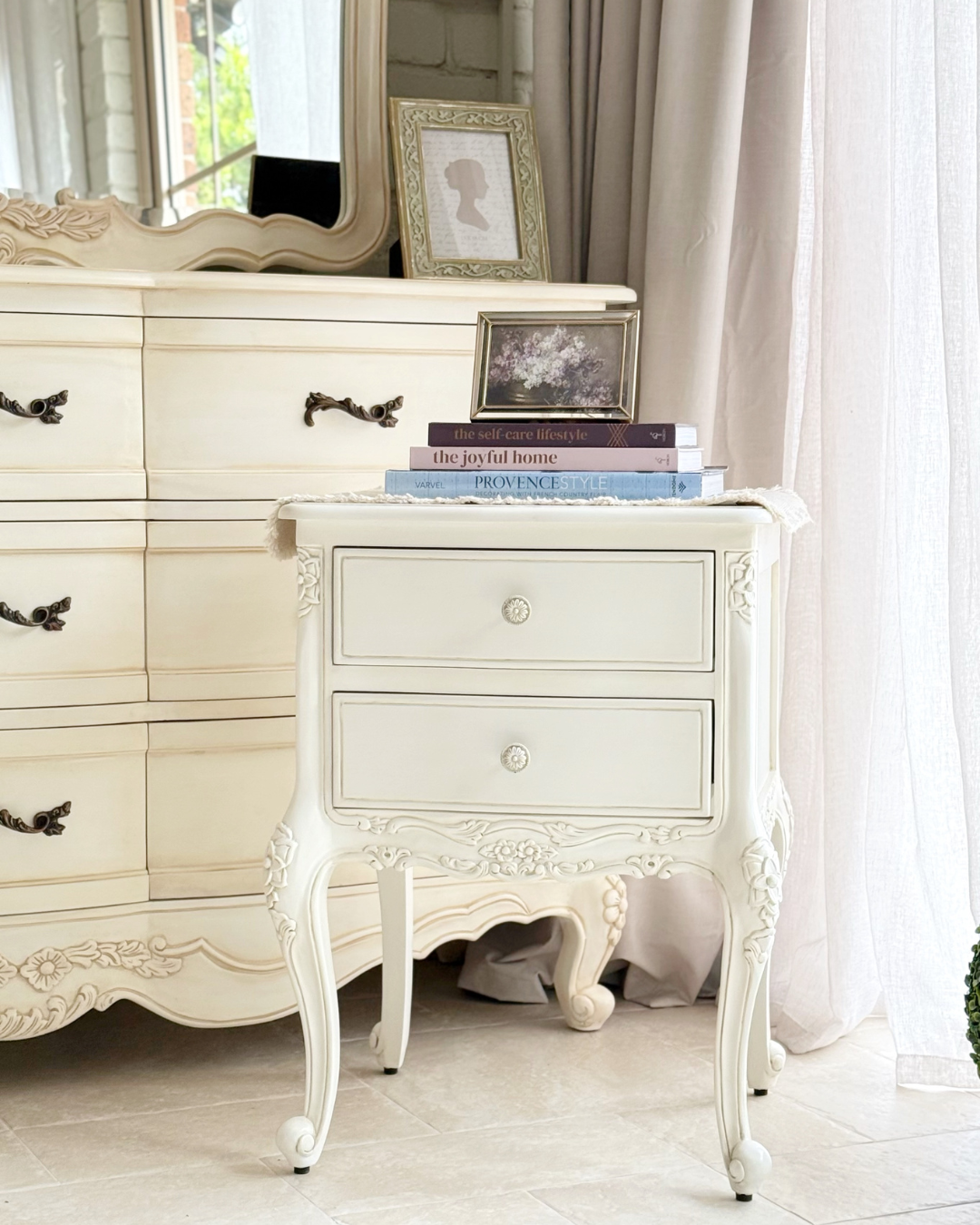 Antonietta Antique White French Provincial Bedside Table - Image 4