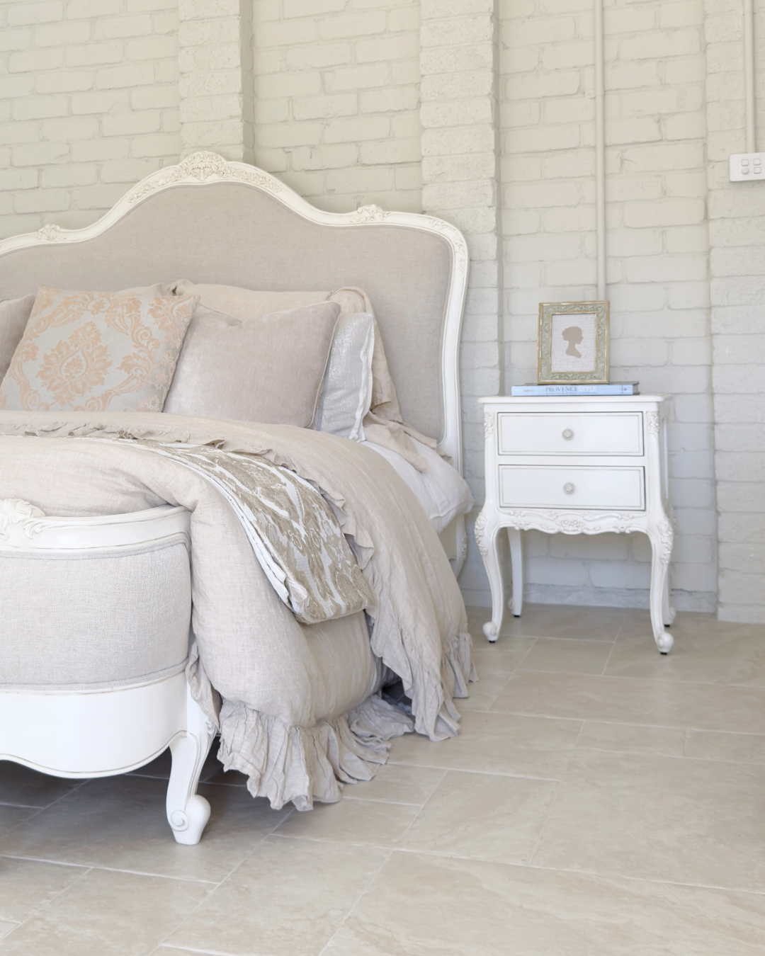 Antonietta Antique White French Provincial Bedside Table - Image 2