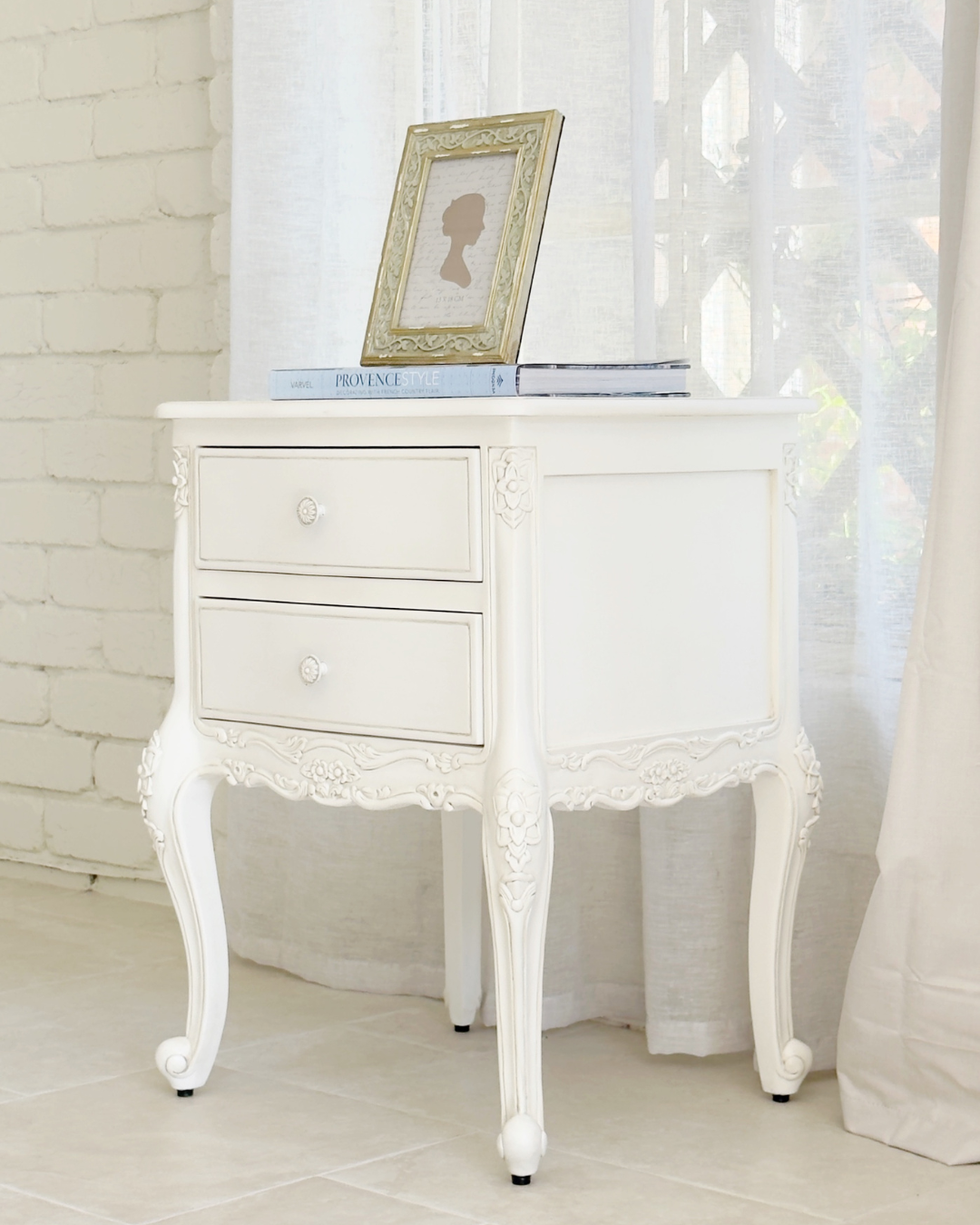 Antonietta Antique White French Provincial Bedside Table - Image 3