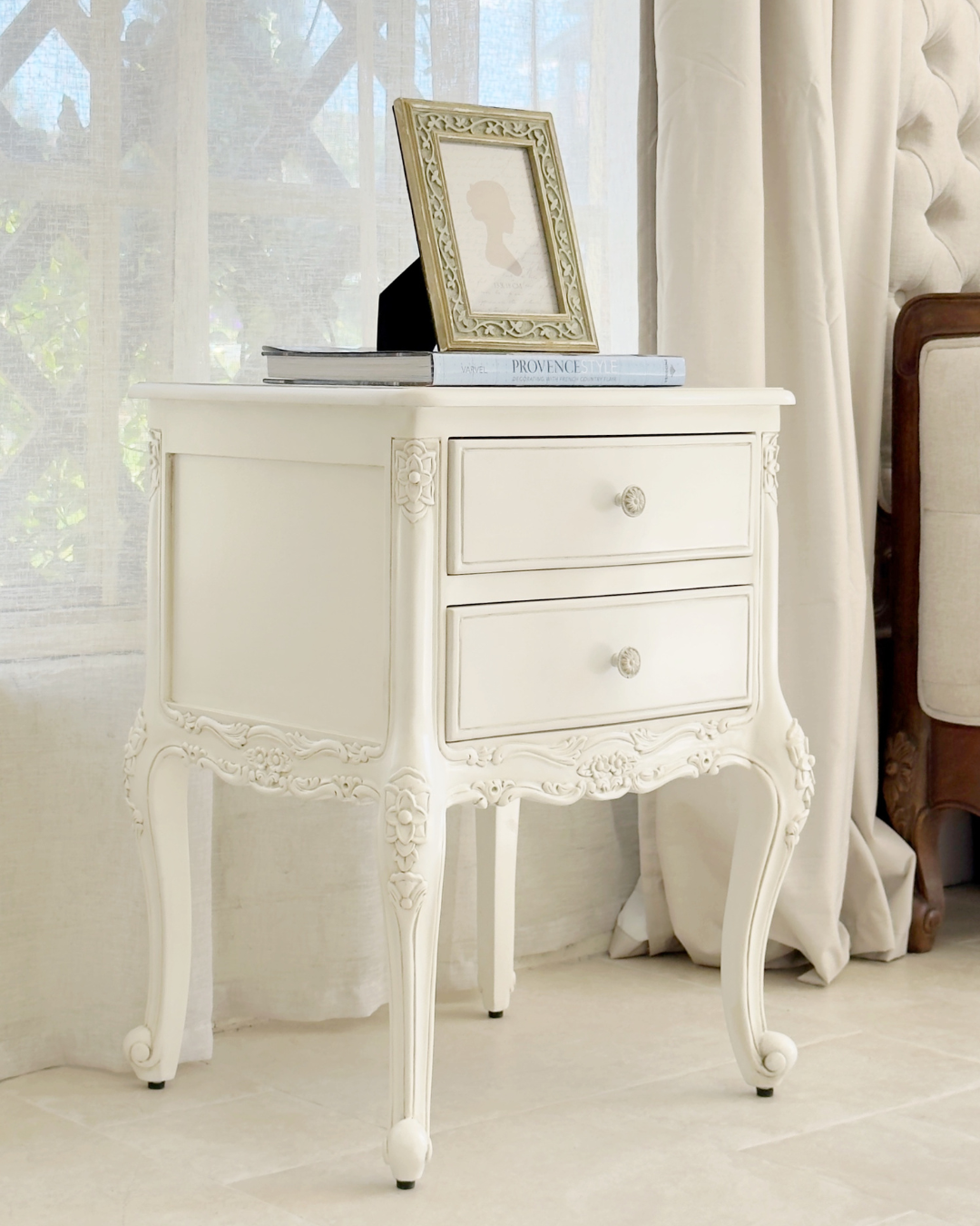 Antonietta Antique White French Provincial Bedside Table - Image 4