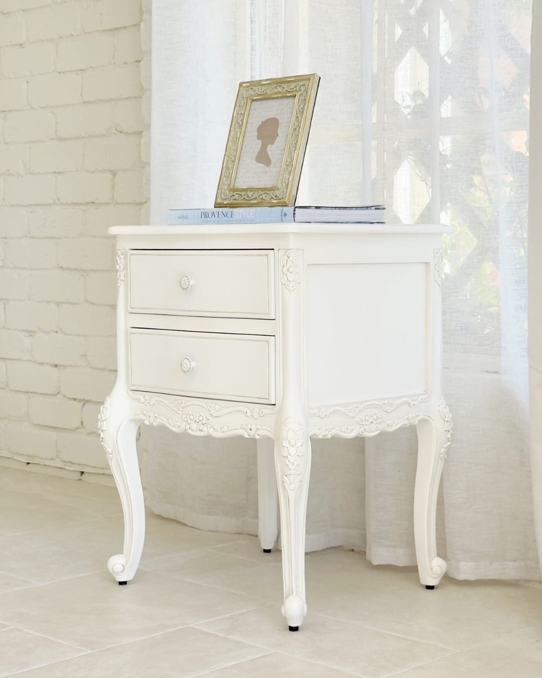 Antonietta Antique White French Provincial Bedside Table - Image 5