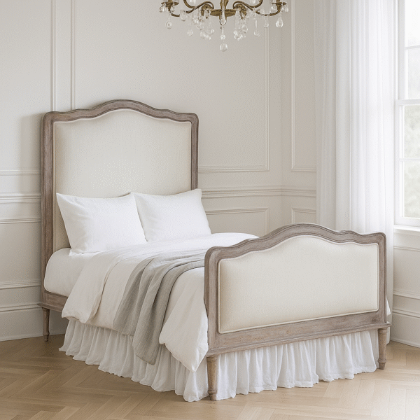 Eloise Farmhouse French Provincial Upholstered King Single Bed
