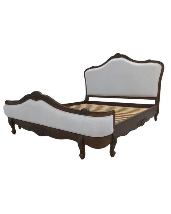 Juliette Antique Brown Upholstered French Provincial Bed - Image 4