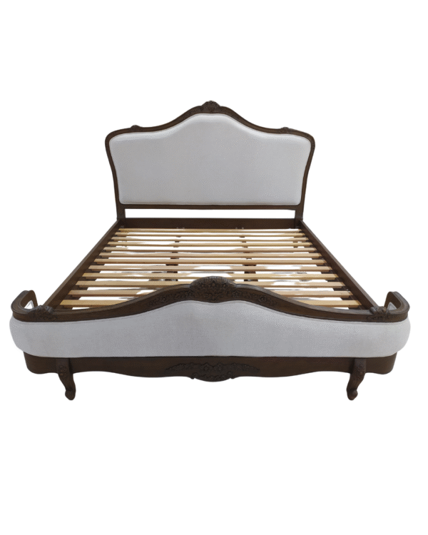 Juliette Antique Brown Upholstered French Provincial Bed - Image 5