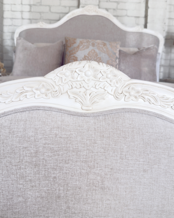 Juliette Antique White Upholstered French Bed - Image 5