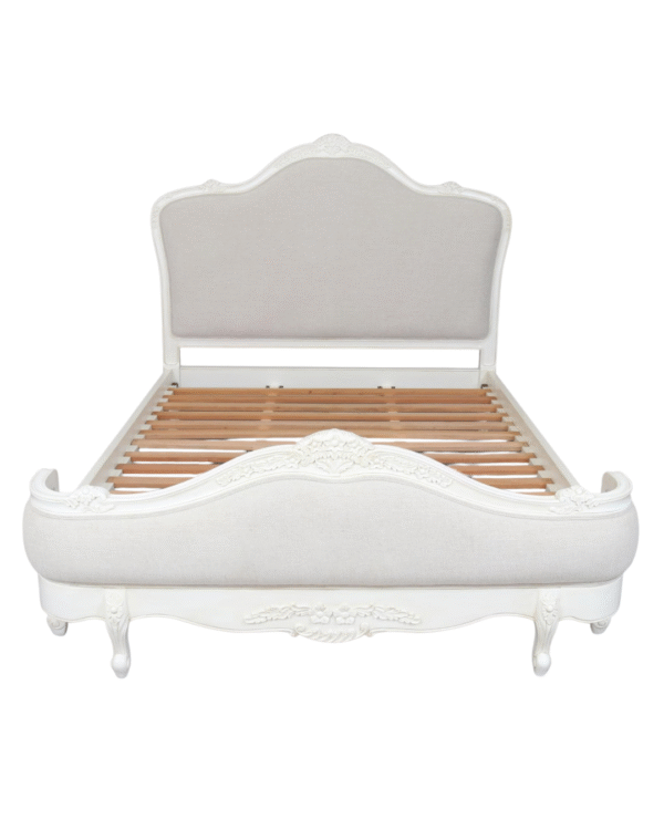 Juliette Antique White Upholstered French Bed - Image 4