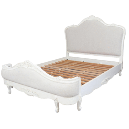 Juliette Antique White Upholstered French Bed