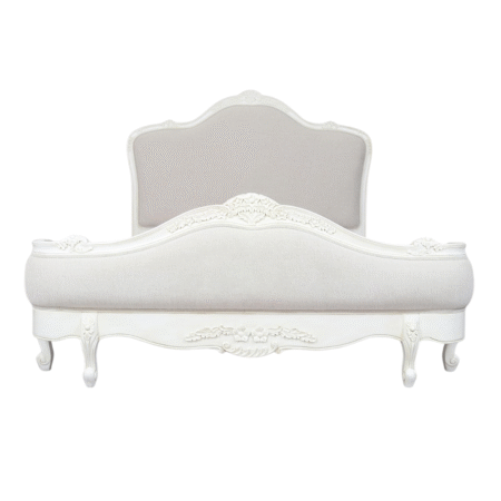 Juliette Antique White Upholstered French Bed