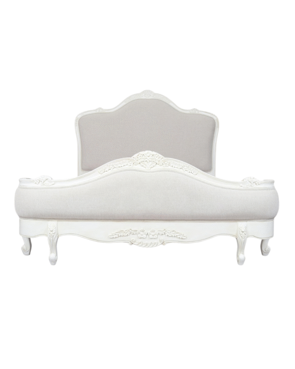 Juliette Antique White Upholstered French Bed