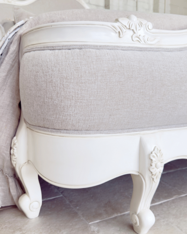 Juliette Antique White Upholstered French Bed - Image 7