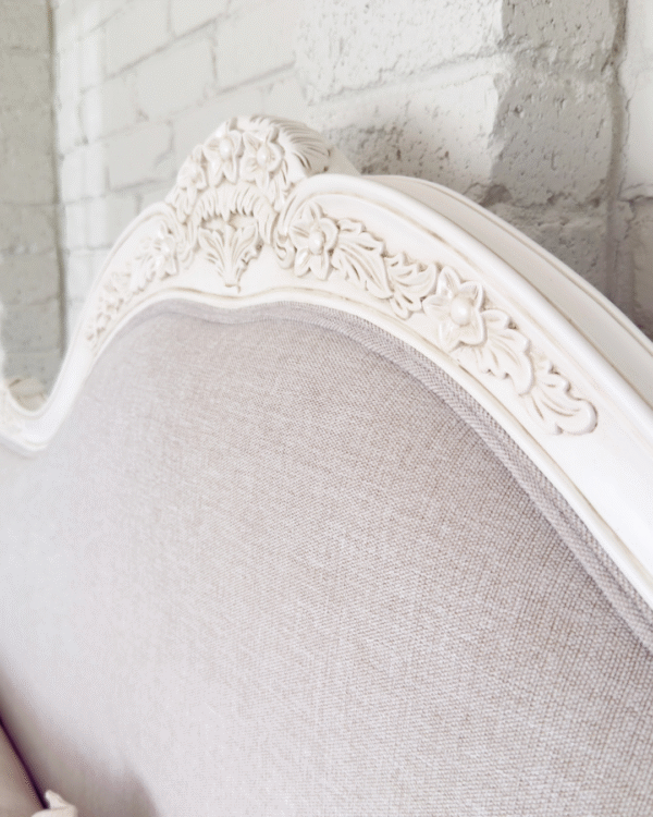 Juliette Antique White Upholstered French Bed - Image 6
