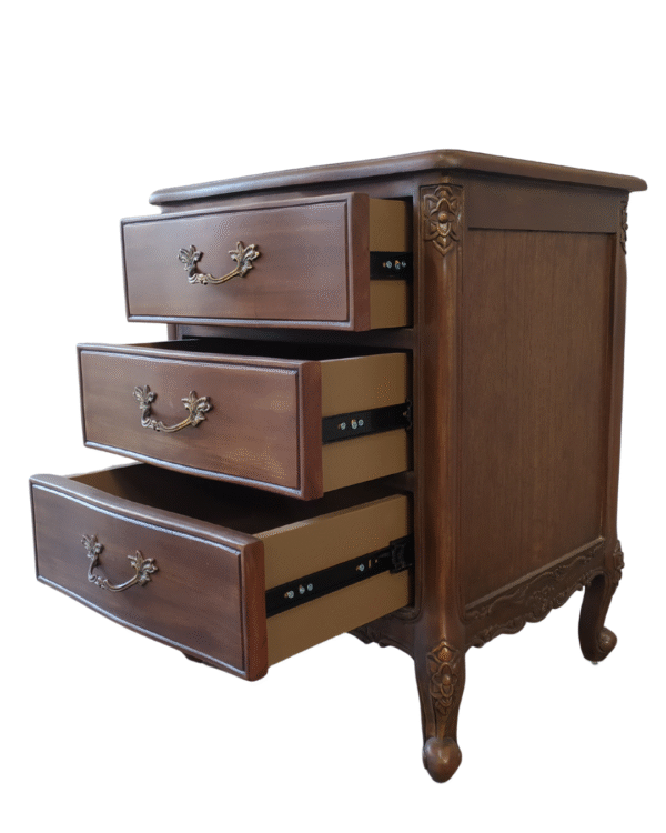 Le Foret Antique Brown French Provincial Bedside Table - Image 3