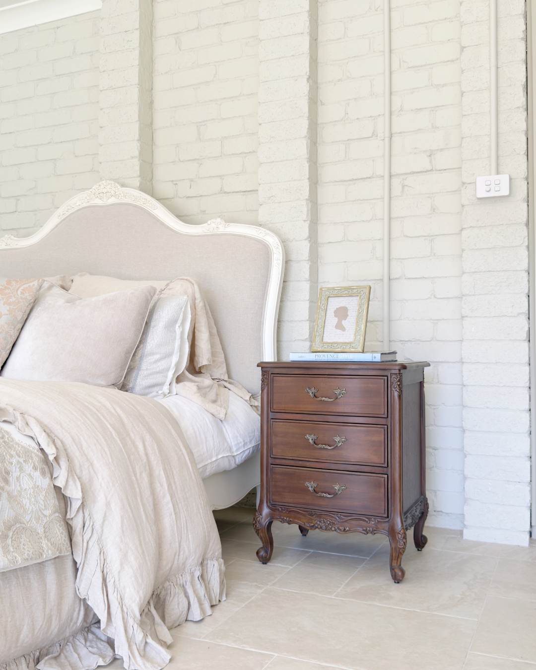 Le Foret Antique Brown French Provincial Bedside Table - Image 2
