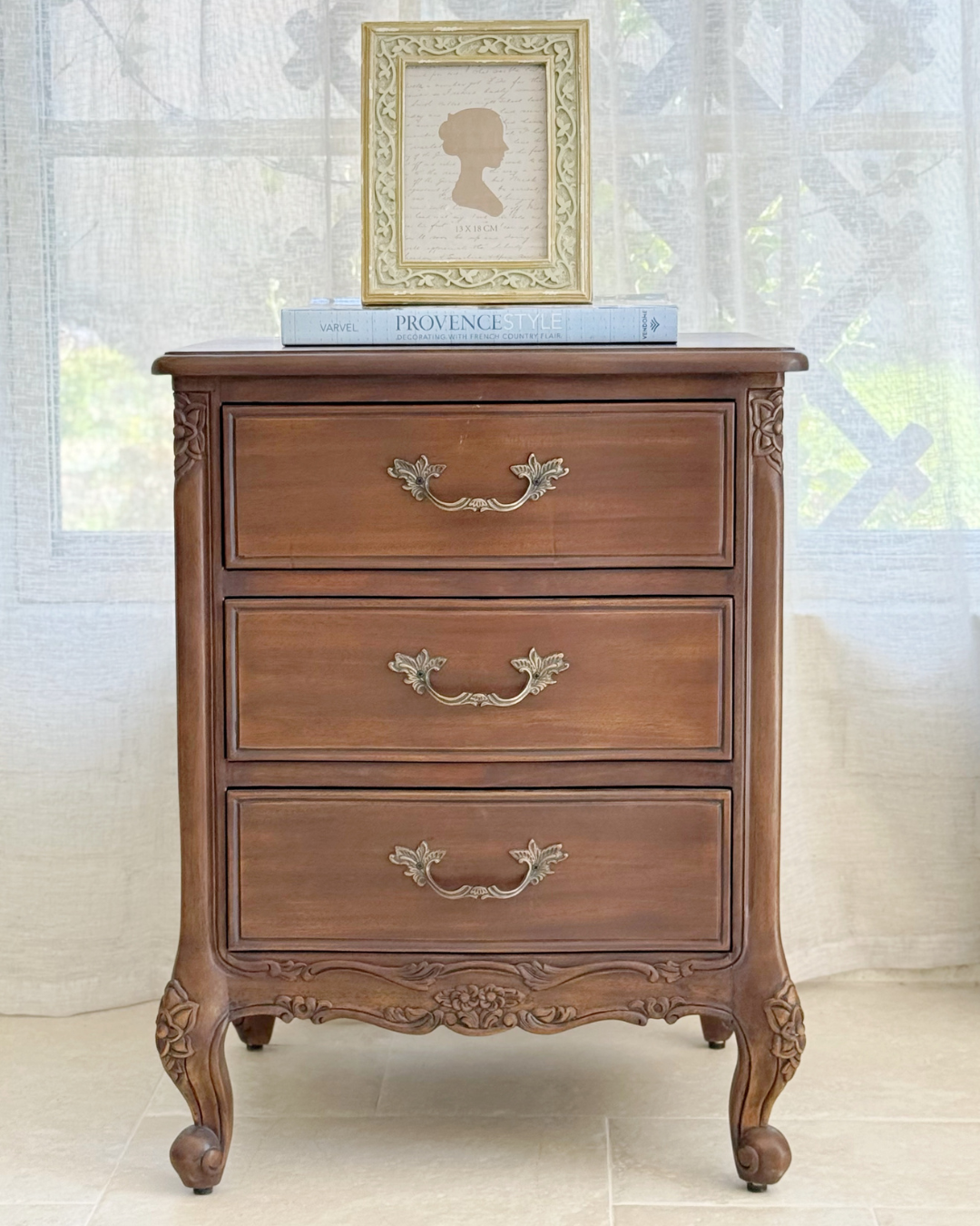 Le Foret Antique Brown French Provincial Bedside Table