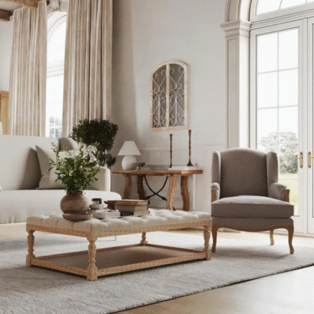 Normandy Bergere Oak Wingback Armchair