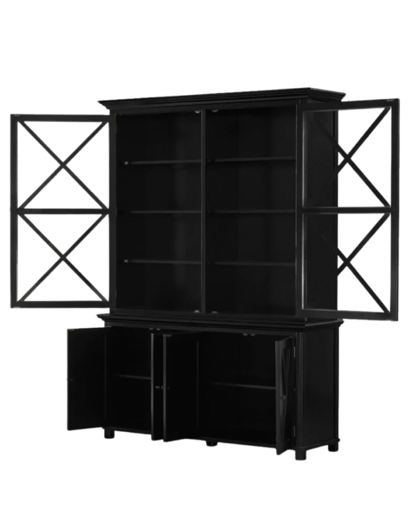 Sorrento Glass Door Hamptons Cabinet Black - Image 3