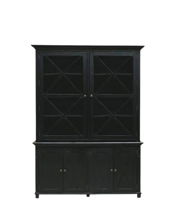 Sorrento Glass Door Hamptons Cabinet Black - Image 2
