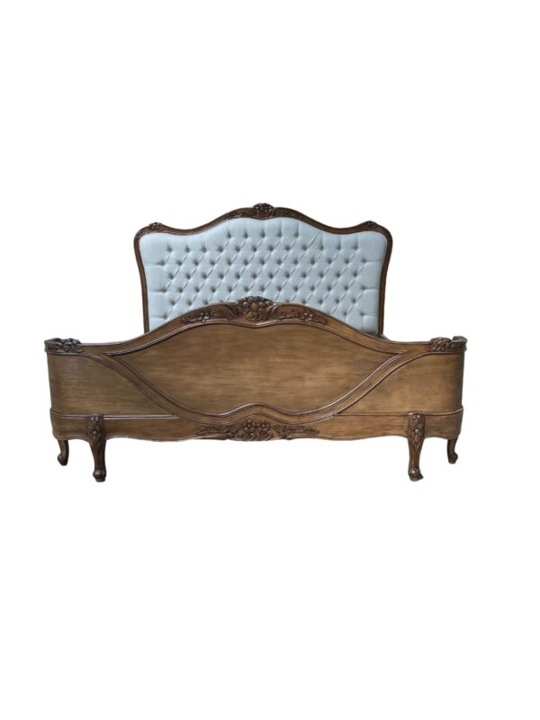 Stella French Antique Brown Tufted Carved Bed - Image 2