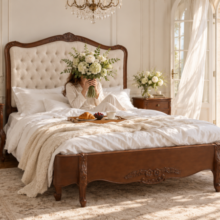 Alternative view of Alice Farmhouse Tufted Antique Heritage Brown French Provincial Low End Bed