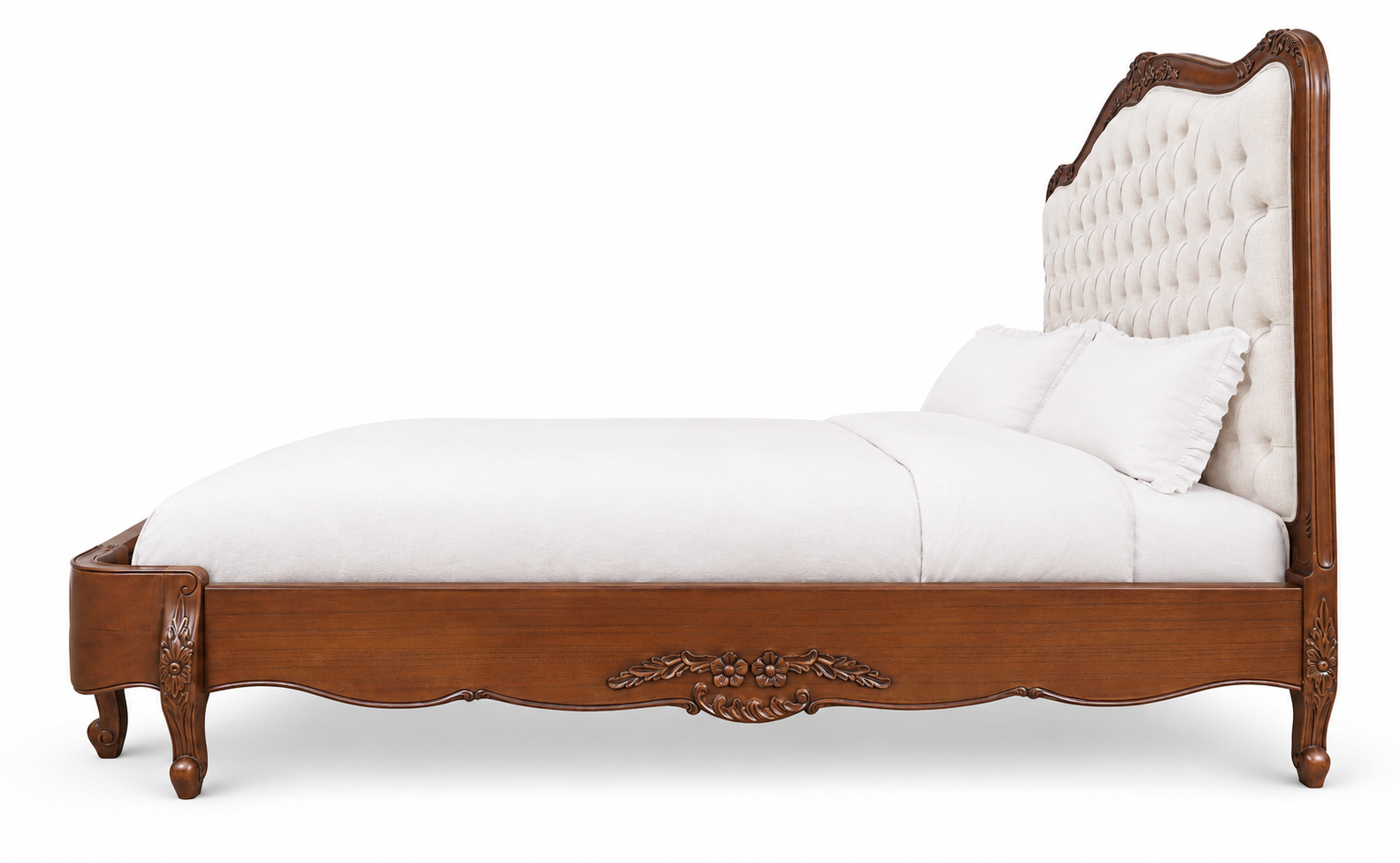 Alice Farmhouse Tufted Antique Heritage Brown French Provincial Low End Bed
