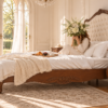 Alice Farmhouse Tufted Antique Heritage Brown French Provincial Low End Bed