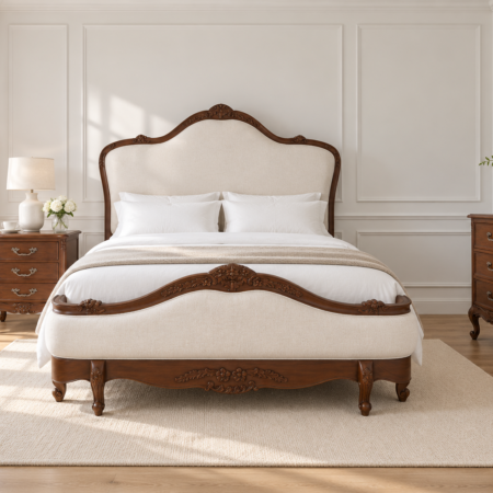 Juliette Antique Heritage Brown Upholstered French Provincial Bed