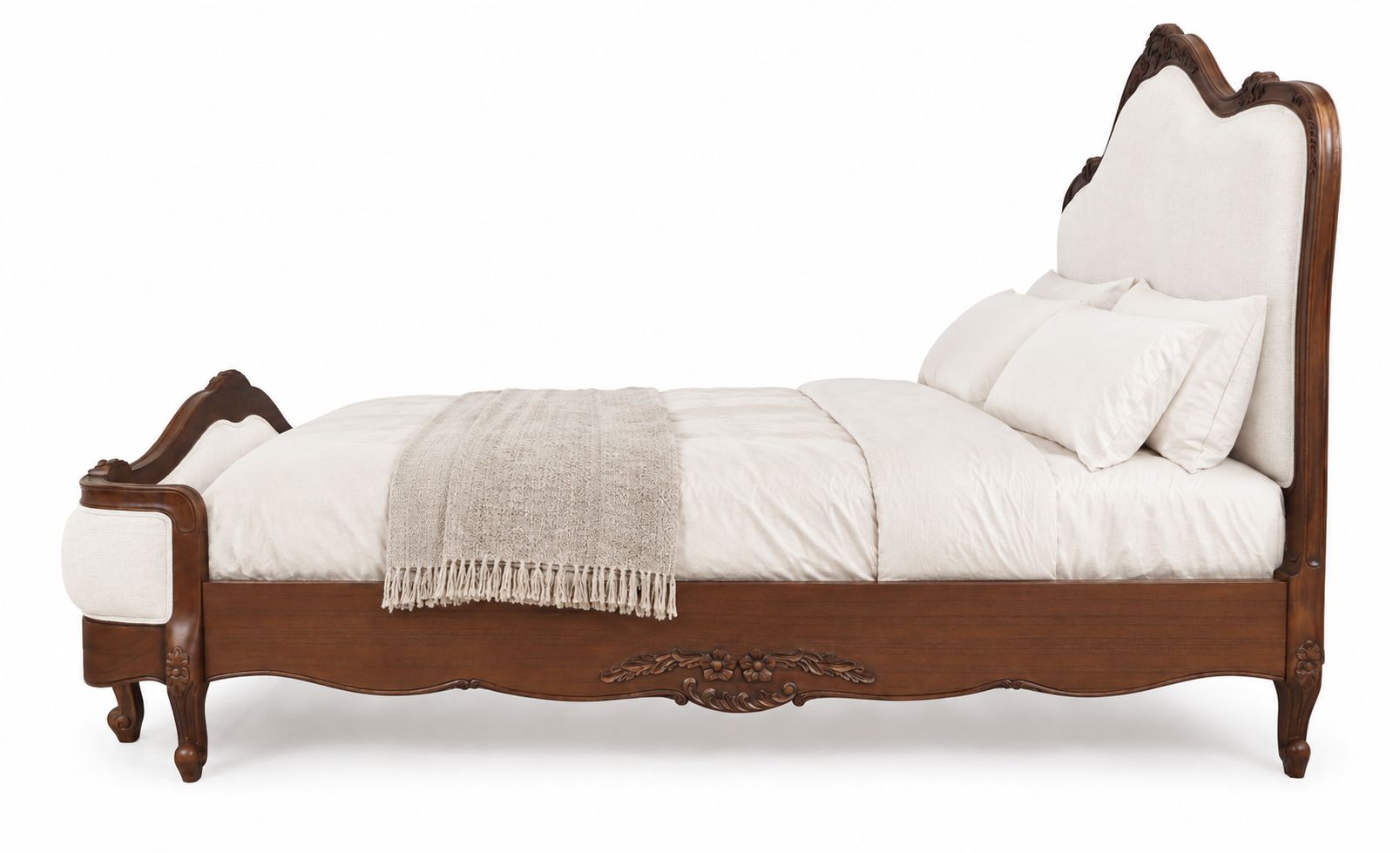 Juliette Antique Heritage Brown Upholstered French Provincial Bed