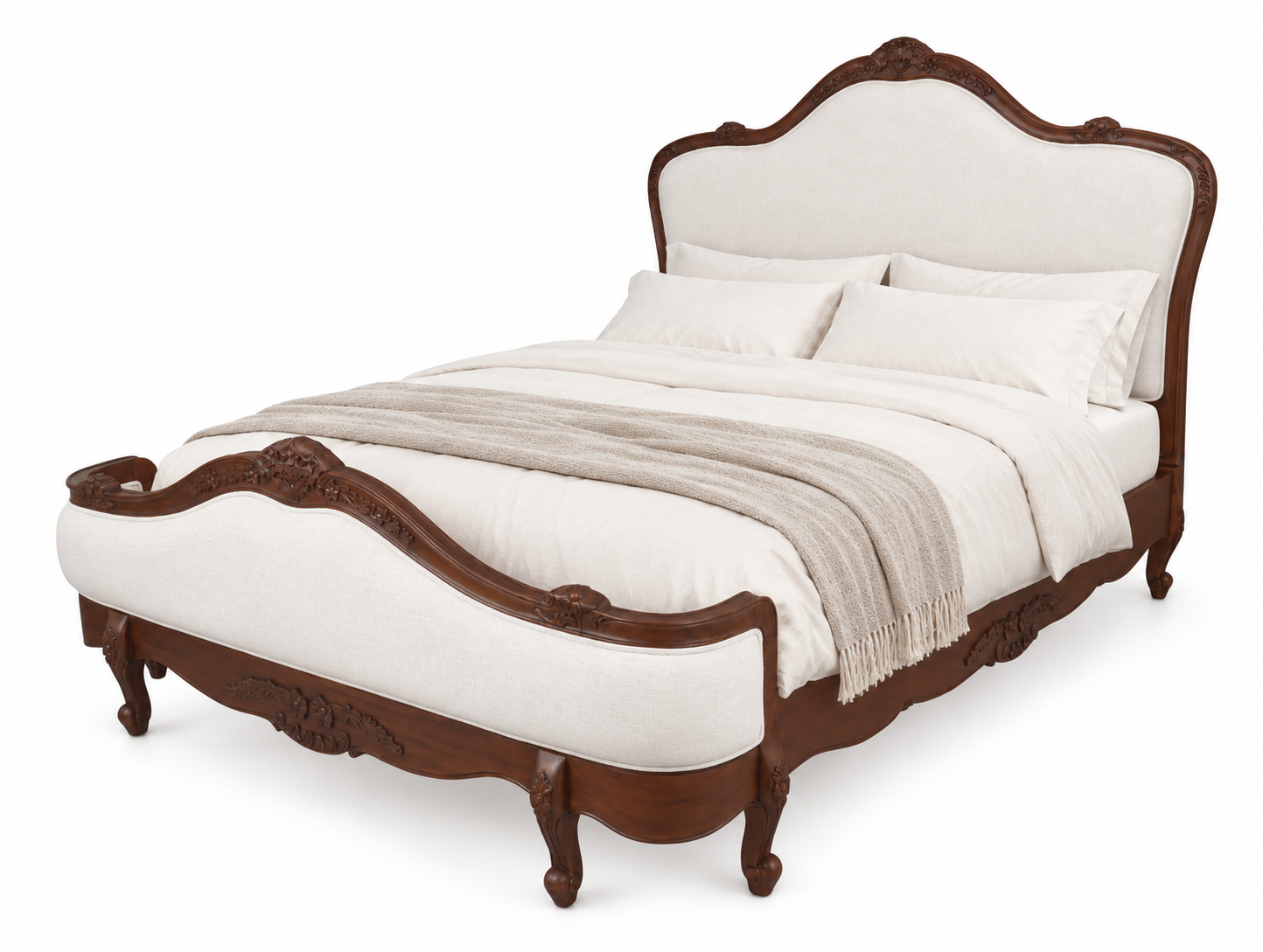 Juliette Antique Heritage Brown Upholstered French Provincial Bed
