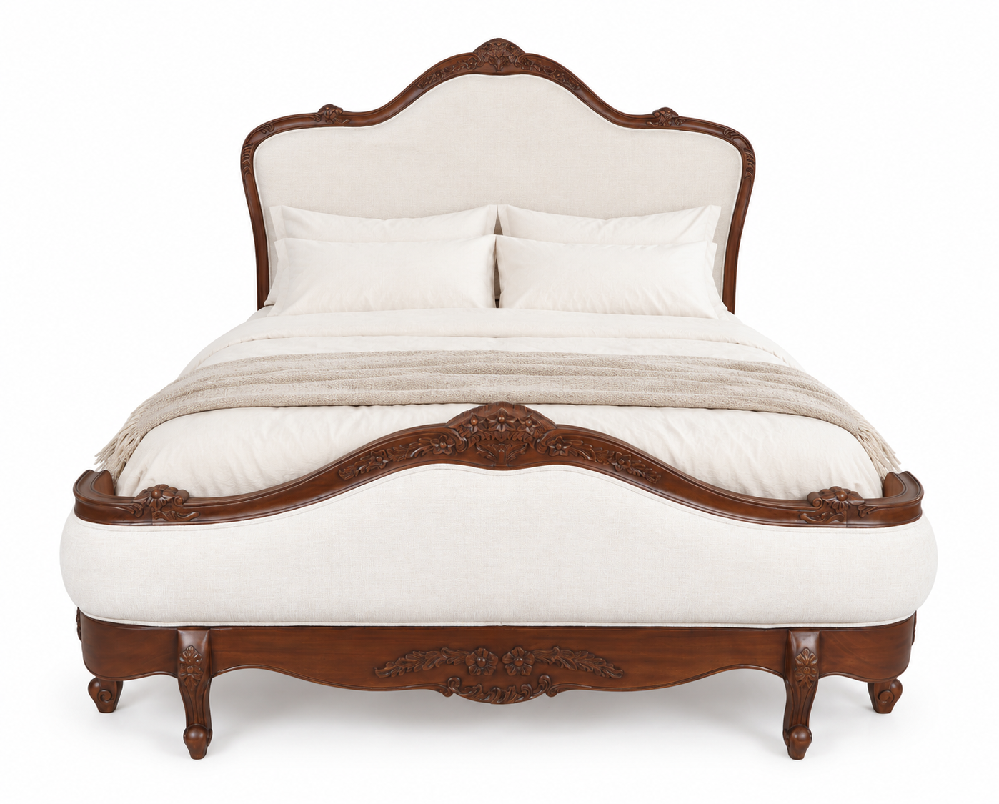 Juliette Antique Heritage Brown Upholstered French Provincial Bed