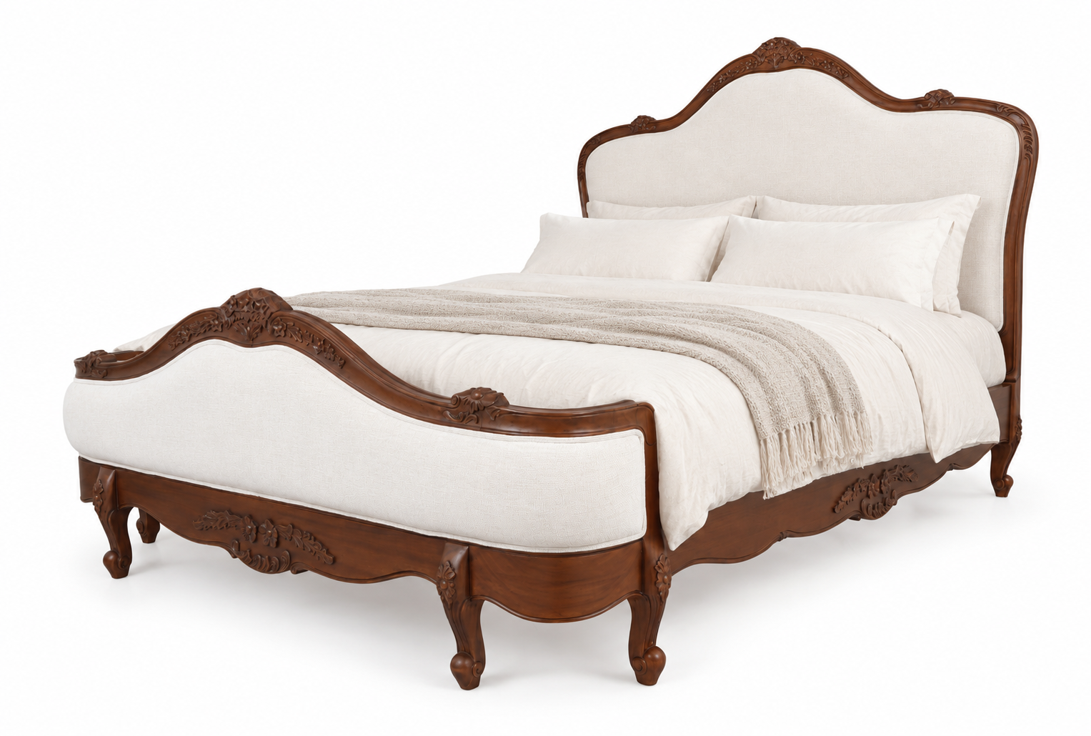 Juliette Antique Heritage Brown Upholstered French Provincial Bed