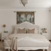 Juliette antique white upholstered French Provincial queen bed