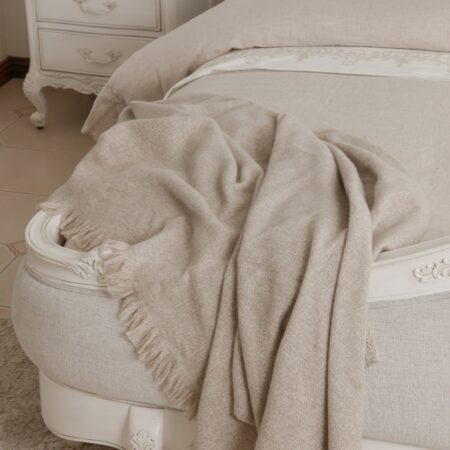 Juliette antique white upholstered French Provincial queen bed