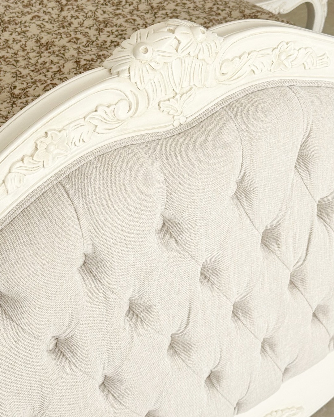 Alice Farmhouse Tufted Antique White French Provincial Bed