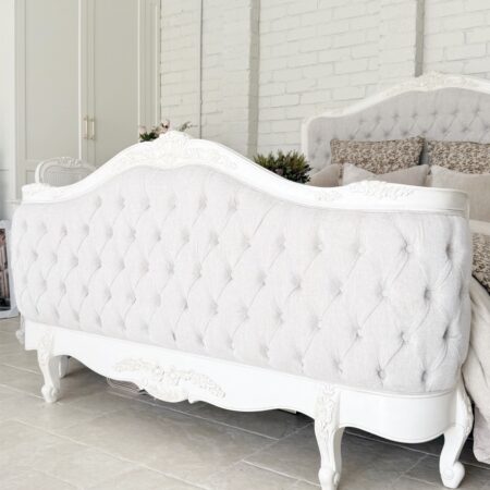 Alice Farmhouse Tufted Antique White French Provincial Bed