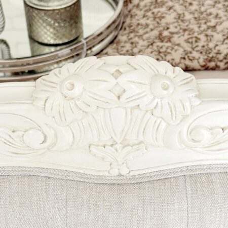 Alice Farmhouse Tufted Antique White French Provincial Bed. Elegant French style bed in Sydney with Australia wide delivery.