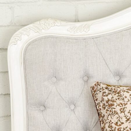 Alice Farmhouse Tufted Antique White French Provincial Bed. Elegant French style bed in Sydney with Australia wide delivery.