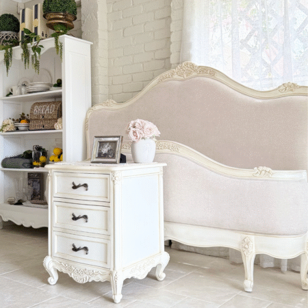 Belle Antique White French Bedside Table