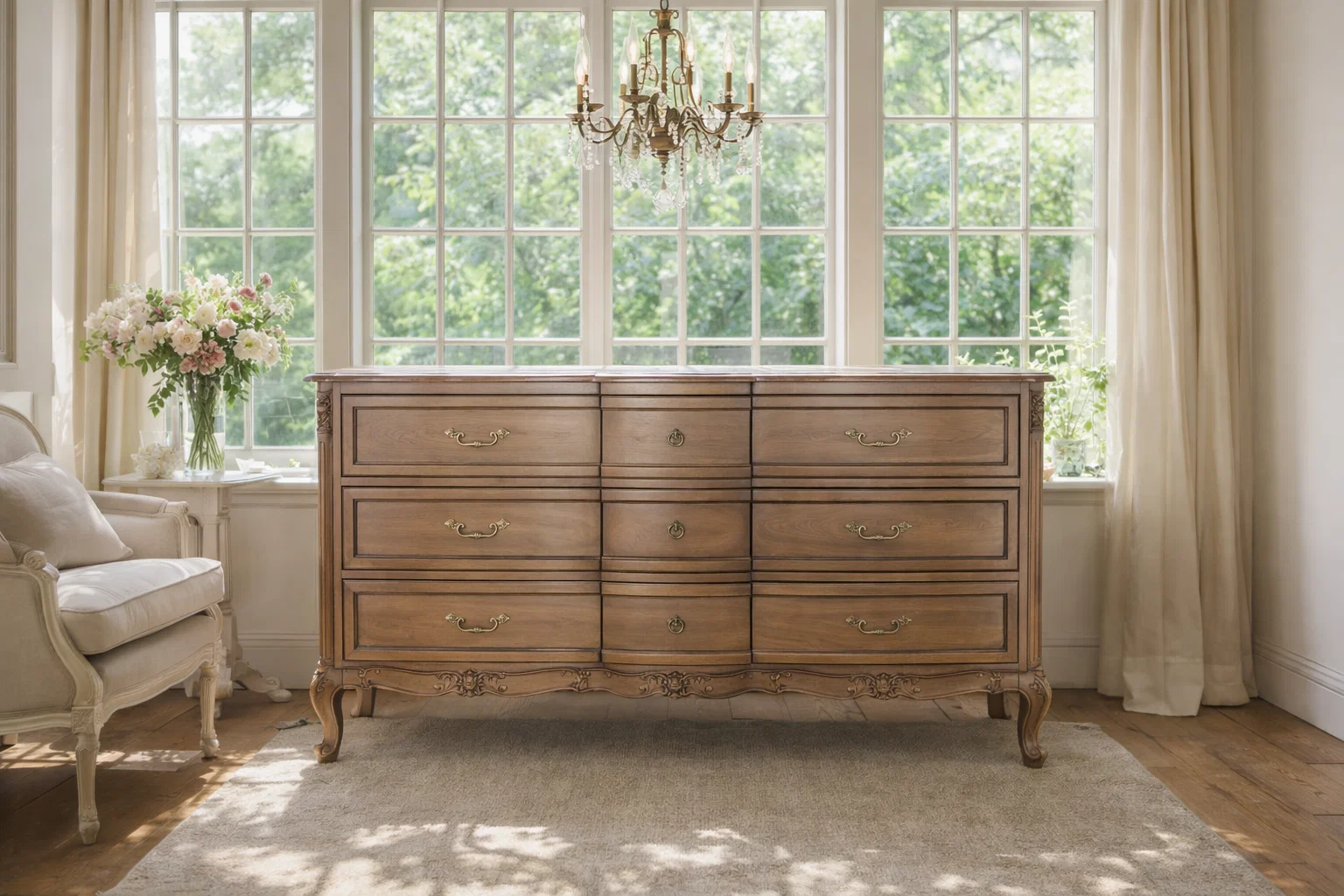 antique-brown-french-provincial-chest-of-drawers-solid-wood