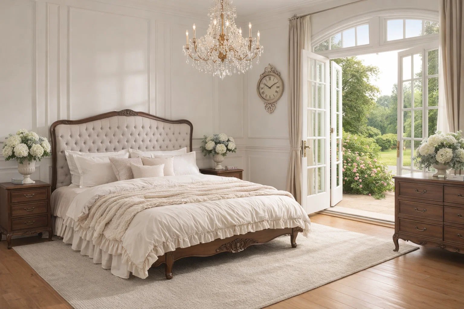 Alice Farmhouse Tufted Antique Heritage Brown French Provincial Low End Bed - Image 6