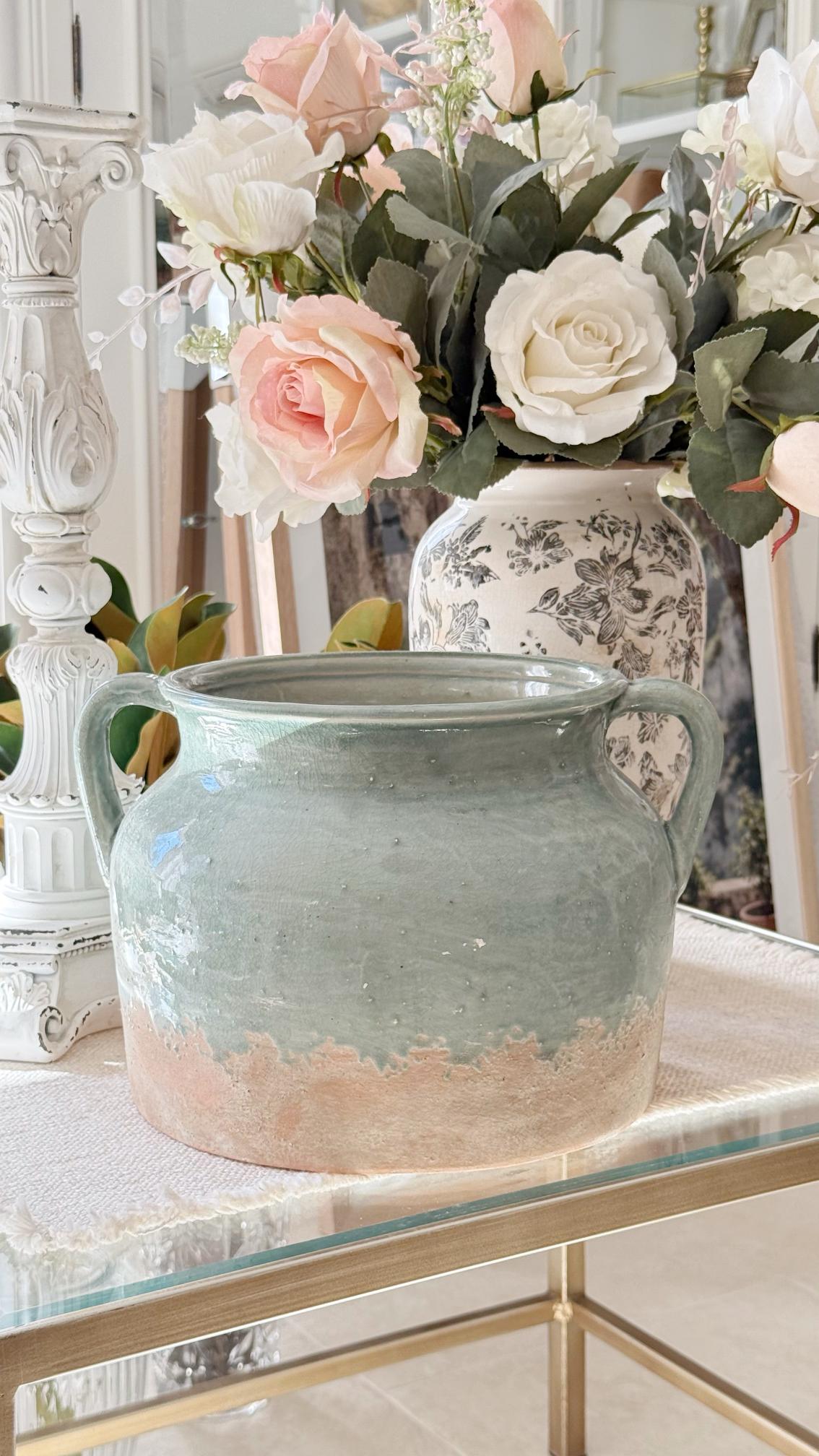 Rustic Sage French Provincial Ceramic Vase