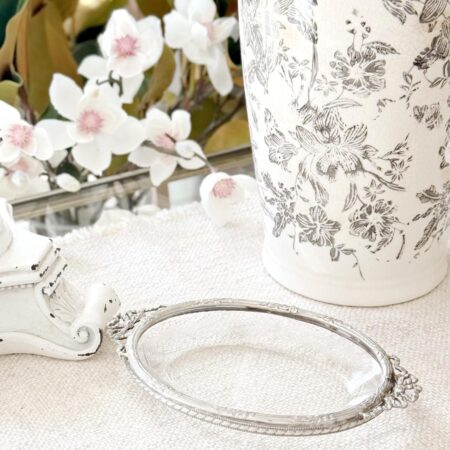 Alternative view of Vintage Ornate Silver Decorative Glass Tray