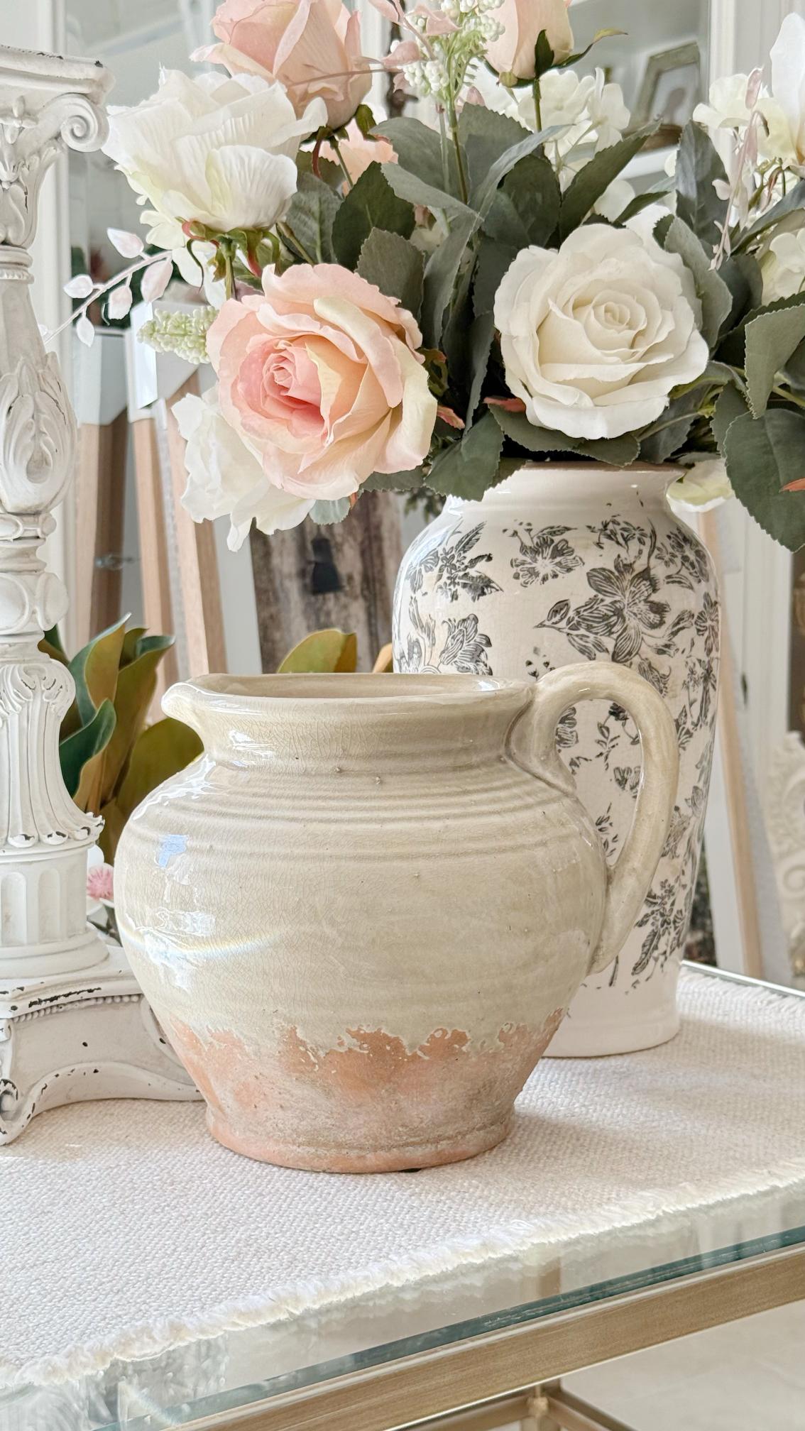 Rustic French Provincial Ceramic Jug Vase