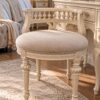 French Provincial Carved Stool Antique White
