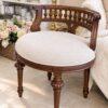 French Provincial Carved Stool Heritage Brown